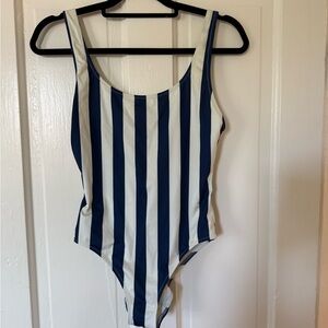 Solid and Striped Striped Blue and White One Piece